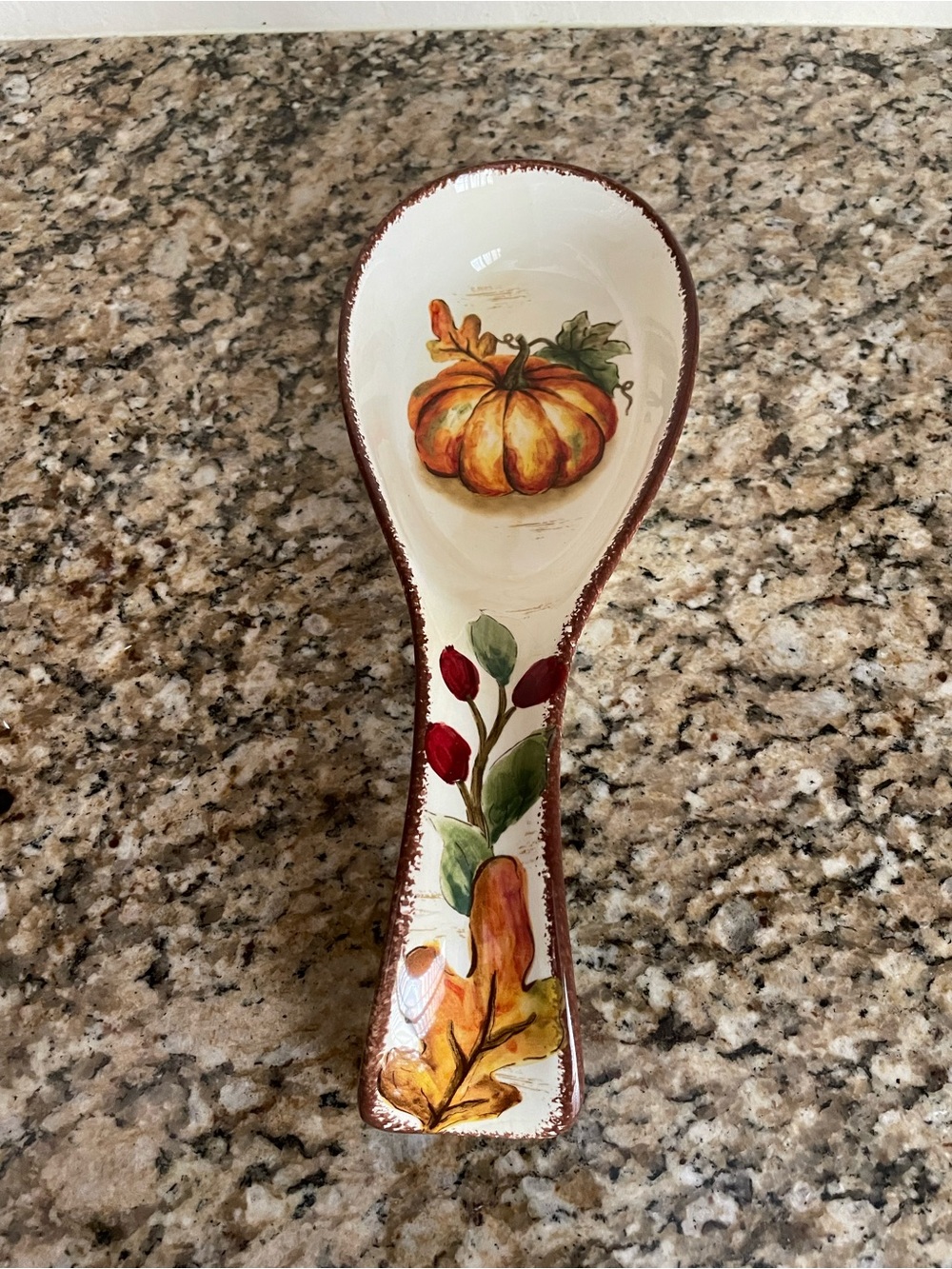 Hand-Painted Pumpkin Spoon Rest - Fall Kitchen Accent